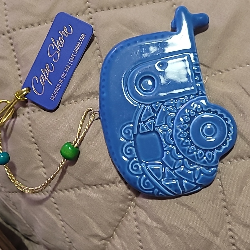 Cape Shore Camper Turquoise and Gold Ornament. NWT
